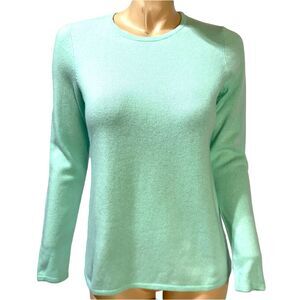 Belford 100% Cashmere Crew Neck Sweater Womens M Medium Mint Green Pastel Soft